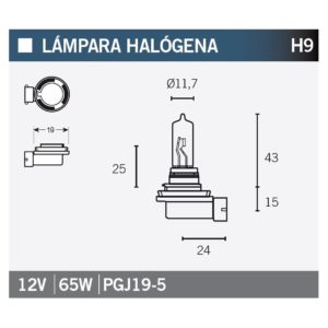 LAMPARA HALOGENA H9