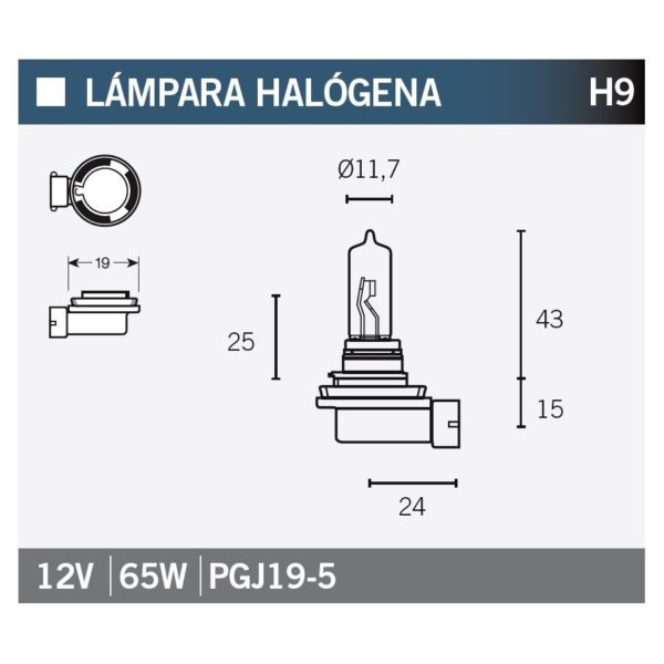 PARA TU MOTO UNIVERSAL - LAMPARA HALOGENA H9 -