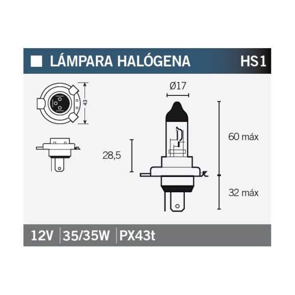 PARA TU MOTO UNIVERSAL - LAMPARA HALOGENA HS1 -