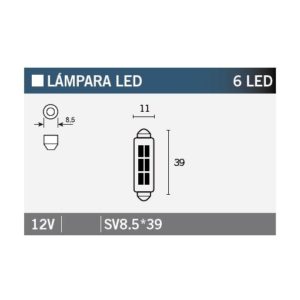 PARA TU MOTO UNIVERSAL - LAMPARA 6LED SV8.5*39 -