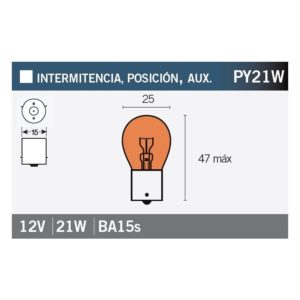 LAMPARA BILUX 12V21W AMBAR