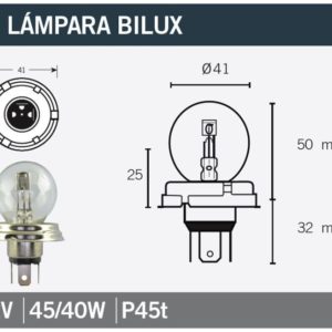 PARA TU MOTO UNIVERSAL - LAMPARA BILUX 12V45/40W -