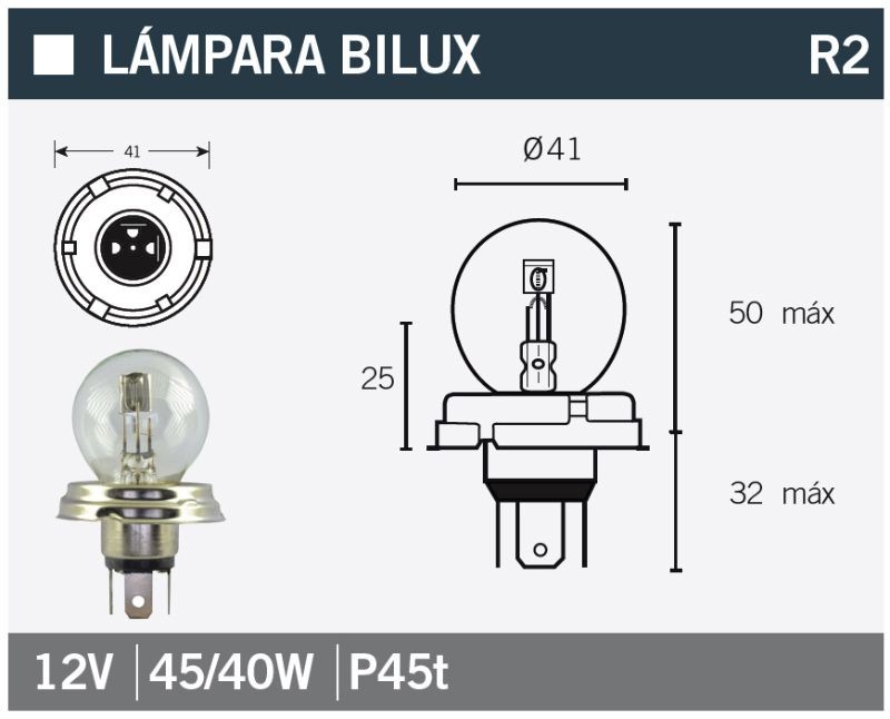 LAMPARA BILUX 12V45/40W