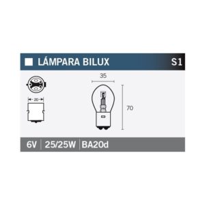 PARA TU MOTO UNIVERSAL - LAMPARA BILUX 6V25/25W -