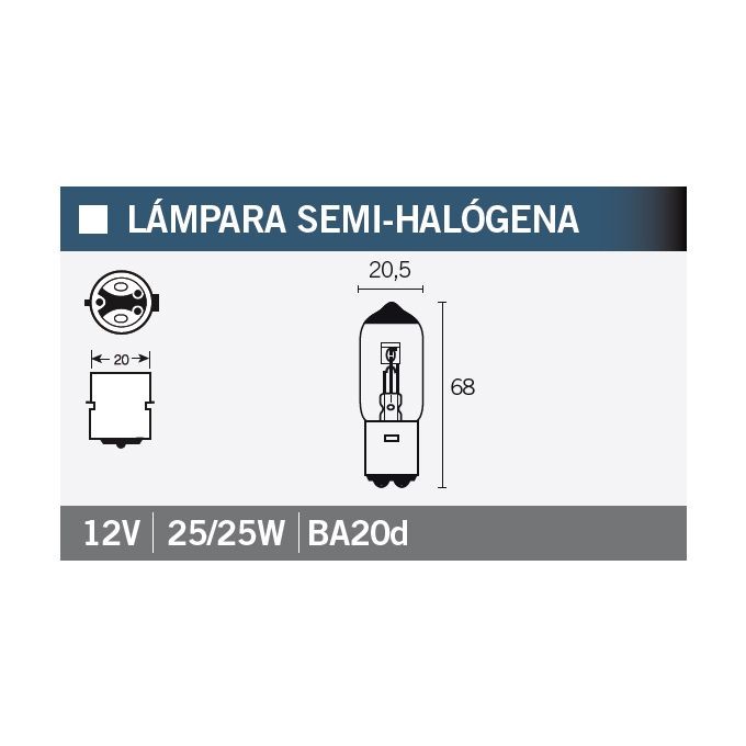Lámpara Semihalógena 25/25W