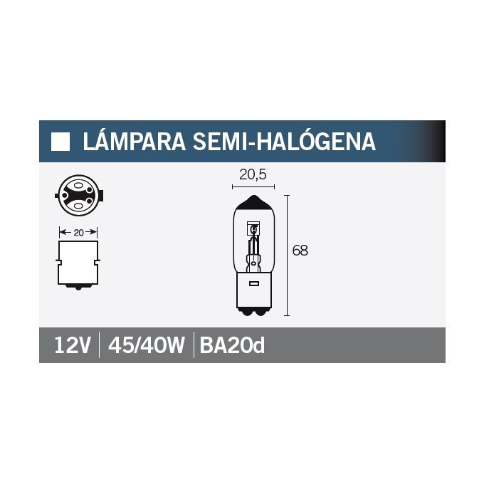 Lámpara Semihalógena 45/40W
