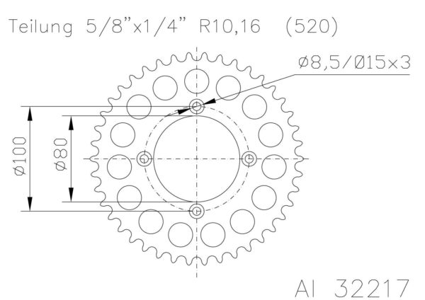 PARA TU MOTO UNIVERSAL - Corona ESJOT Aluminio 51-32217-44 dientes -