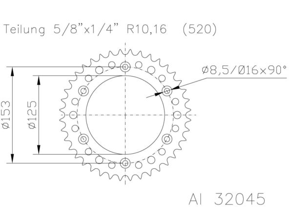 Corona ESJOT Aluminio 51-32045-50 dientes