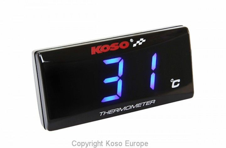 PARA TU MOTO UNIVERSAL - Reloj de temperatura digital KOSO Super Slim azul BA024B10 -
