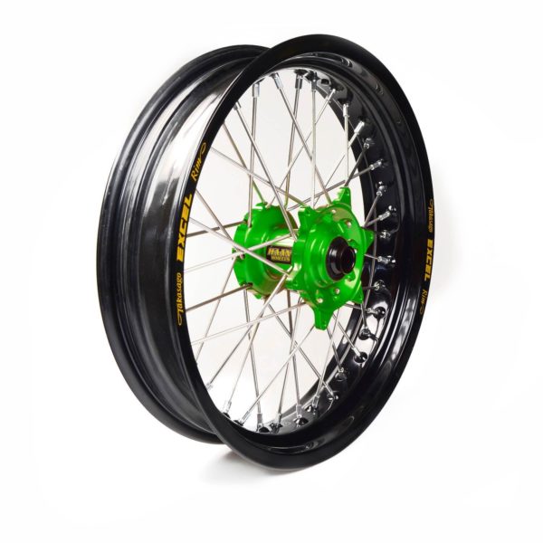 Rueda completa Haan Wheels aro negro 16,5-3,50 buje verde 1 25055/3/7