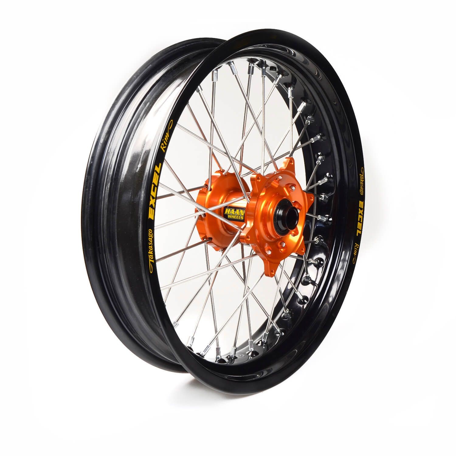 Rueda completa Haan Wheels aro negro 17-3,50 buje naranja 1 35206/3/10