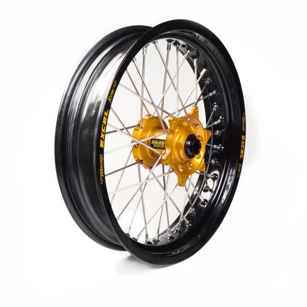 Rueda completa Haan Wheels aro negro 16-3,50 buje oro 1 55150/3/2