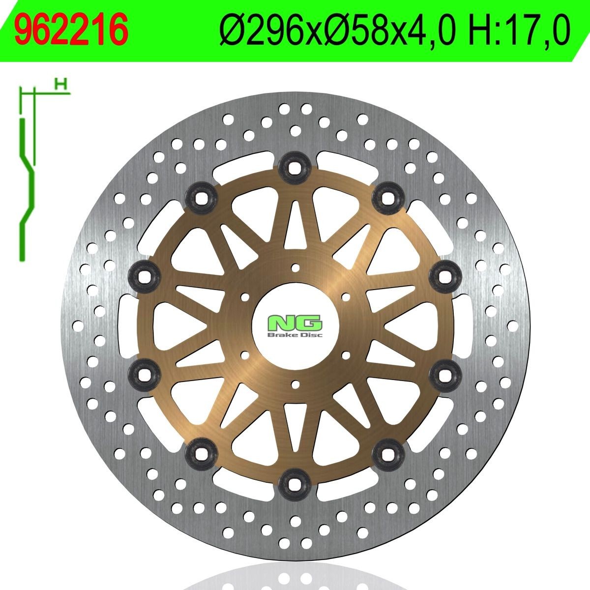 Disco de freno NG 216 Ø296 x Ø58 x 4