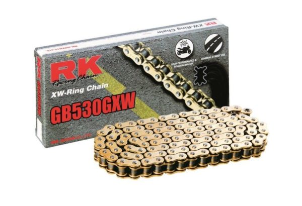 PARA TU MOTO UNIVERSAL - Cadena RK GB530GXW con 30 eslabones oro -