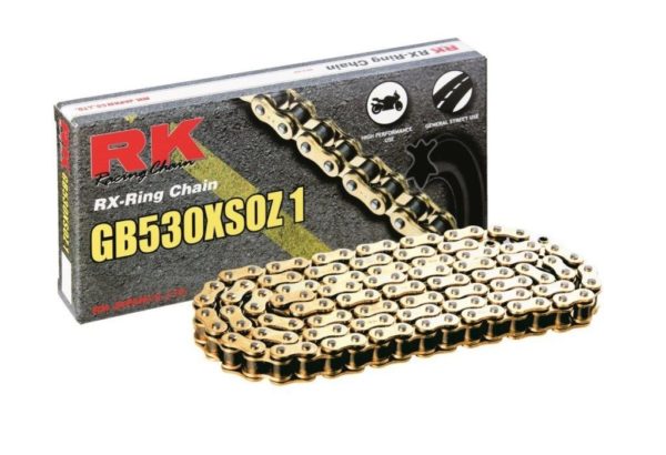 PARA TU MOTO UNIVERSAL - Cadena RK GB530XSOZ1 con 30 eslabones oro -