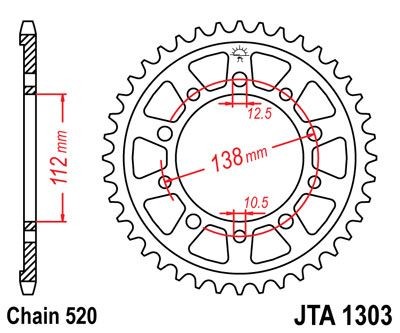 Corona JT 1303 de aluminio con 42 dientes