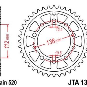 HONDA - Corona JT 1303 de aluminio con 44 dientes -