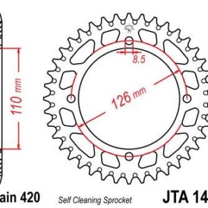 KAWASAKI - Corona JT 1465 de aluminio con 46 dientes -