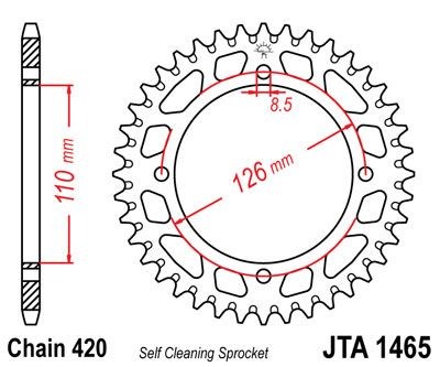Corona JT 1465 de aluminio con 47 dientes
