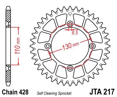 Corona JT 217 de aluminio con 50 dientes