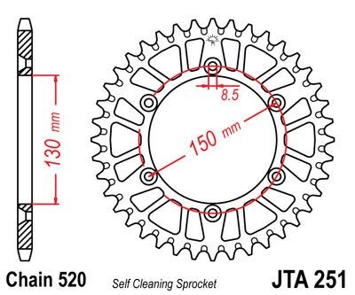 Corona JT 251 de aluminio con 49 dientes
