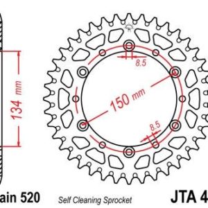 KAWASAKI - Corona JT 460 de aluminio con 47 dientes -