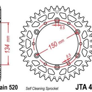 Corona JT 460 de aluminio con 50 dientes