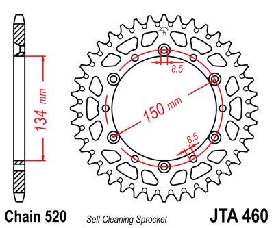 Corona JT 460 de aluminio con 52 dientes