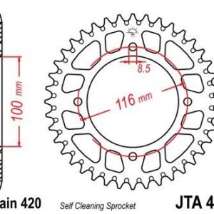 KAWASAKI - Corona JT 461 de aluminio con 48 dientes -