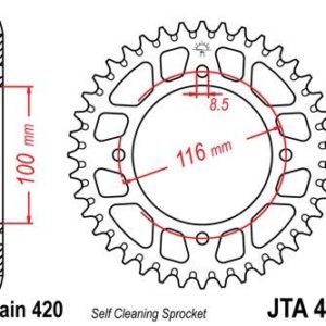 Corona JT 461 de aluminio con 54 dientes