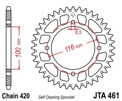 Corona JT 461 de aluminio con 54 dientes
