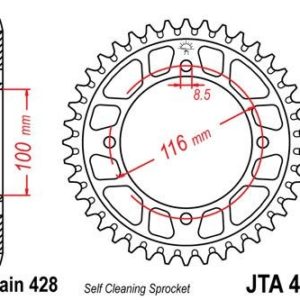 KAWASAKI - Corona JT 462 de aluminio con 49 dientes -