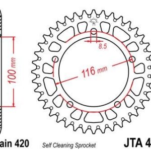 KAWASAKI - Corona JT 464 de aluminio con 44 dientes -