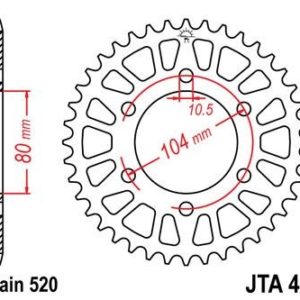 Corona JT 478 de aluminio con 44 dientes