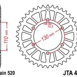 Corona JT 486 de aluminio con 52 dientes