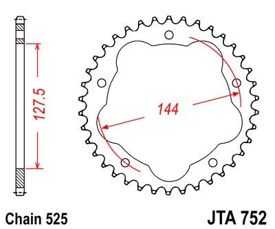 Corona JT 752 de aluminio con 42 dientes