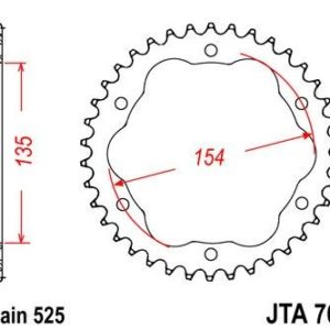 DUCATI - Corona JT 761 de aluminio con 38 dientes -