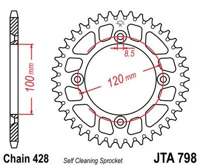Corona JT 798 de aluminio con 52 dientes