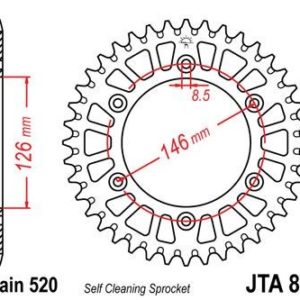 Corona JT 808 de aluminio con 49 dientes