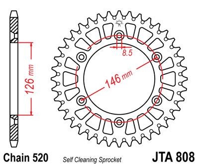 Corona JT 808 de aluminio con 49 dientes