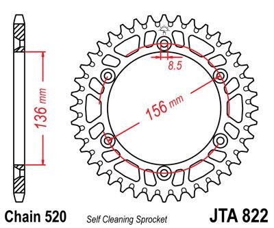 Corona JT 822 de aluminio con 53 dientes