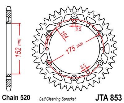 Corona JT 853 de aluminio con 50 dientes