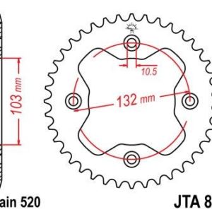 Corona JT 881 de aluminio con 38 dientes