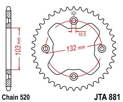 Corona JT 881 de aluminio con 38 dientes