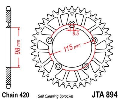 Corona JT 894 de aluminio con 50 dientes
