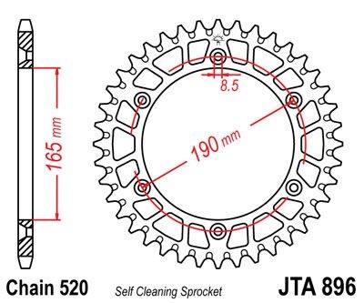 Corona JT 896 de aluminio con 50 dientes