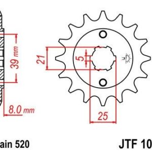 Piñon JT 1041 de acero con 14 dientes