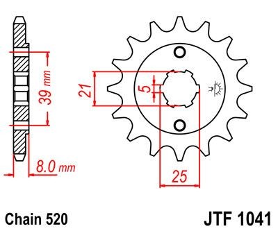 Piñon JT 1041 de acero con 14 dientes