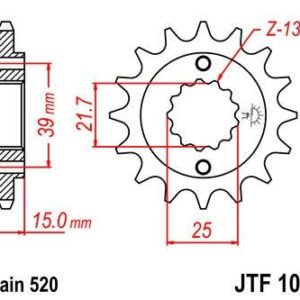 Piñon JT 1042 de acero con 14 dientes