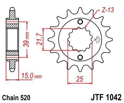 Piñon JT 1042 de acero con 14 dientes